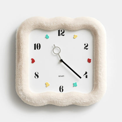 Soft Plush Wave Frame Silent Wall Clock