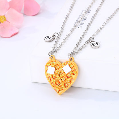 Cute Magnetic Cookie Hearts Friendship Necklaces Set