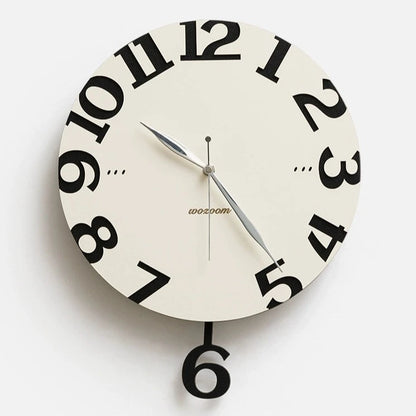 Big Numbers Analog Silent Pendulum Wall Clock