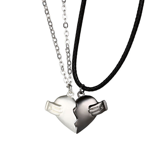 Engravable Magnetic Broken Hearts Jewelry Gift for Couple