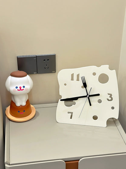 Cheese Shaped Silent Analog Table Clock