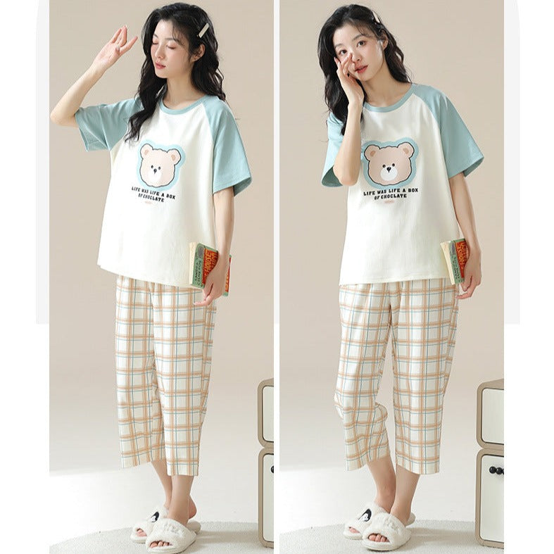 Cute Bear Soft PJs Set for Women - 100% Cotton