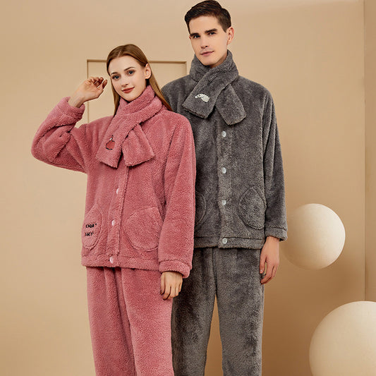 Coral Fleece Thick Winter Pajamas for Couples