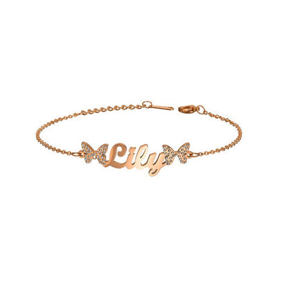 Butterfly Charm Custom Name Bracelet