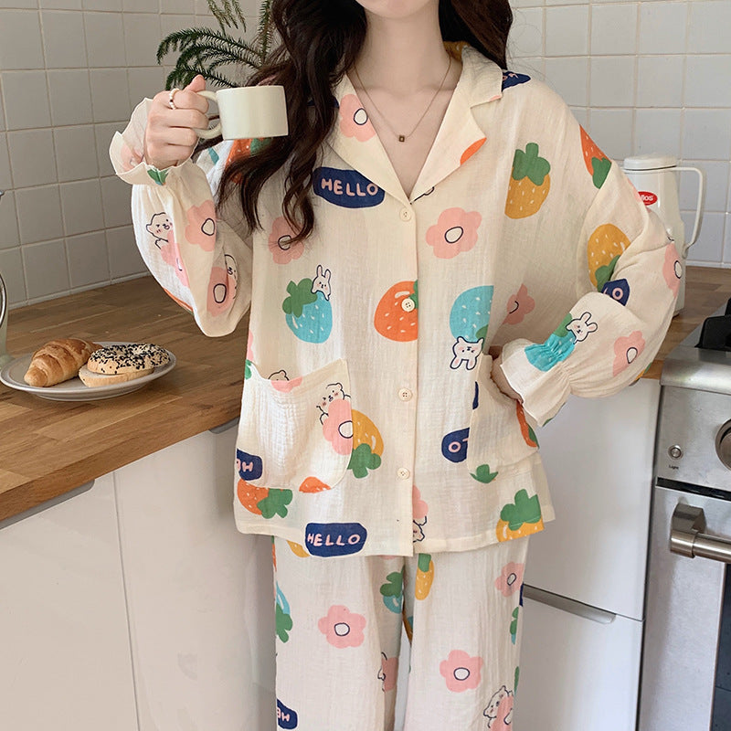 Cute Yarn Summer Pajamas Set for Women