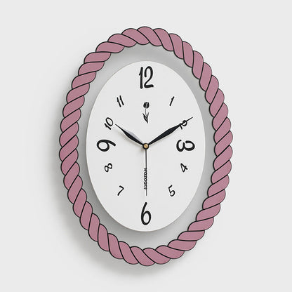 Oval Silent Wall Clock – Rope Frame (Non-Ticking)