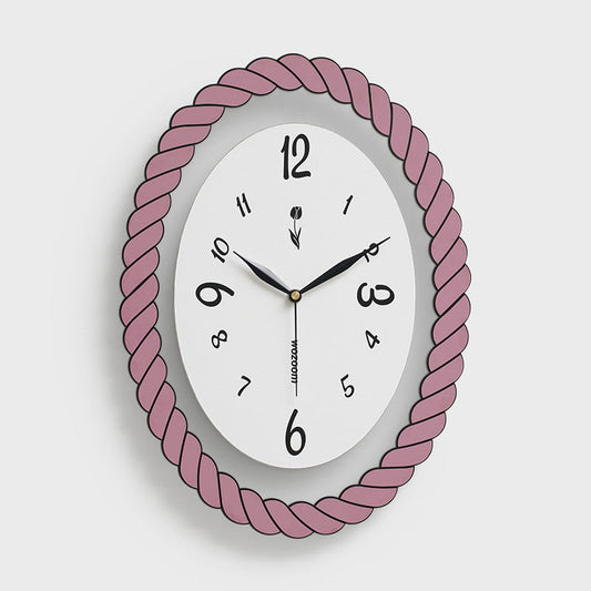 Oval Silent Wall Clock – Rope Frame (Non-Ticking)