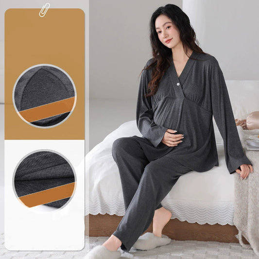 Soft Maternity Nursing Pajamas Set