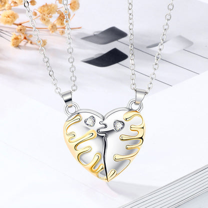 Magnetic Half Hearts Matching Couple Necklaces Set