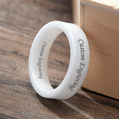 Engraved Simple Mens Ring - Ceramic