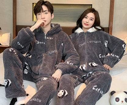 Panda Matching Hoodie Pajamas Set for Couples