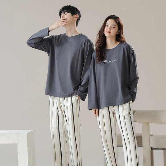 Matching Striped Pajamas Set for Couples