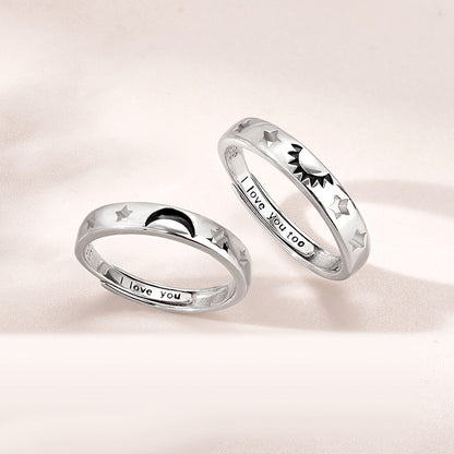 Engravable Sun and Moon Promise Rings for Couples