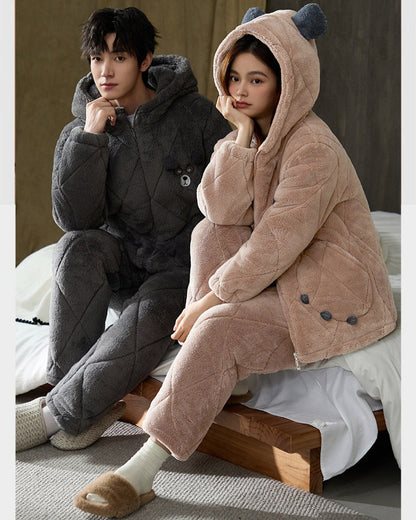 Thickened Poyester Winter Pajamas Set for Couples