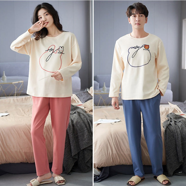 Cute His and Hers PJs Set for Two 100% Cotton