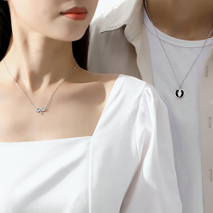 Knight and Swan Matching Necklaces for Couples