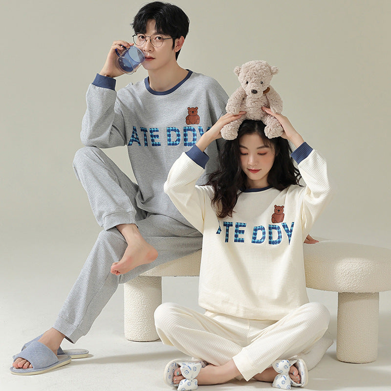 Matching His and Hers Pyjamas Set Bear Style 100% Cotton