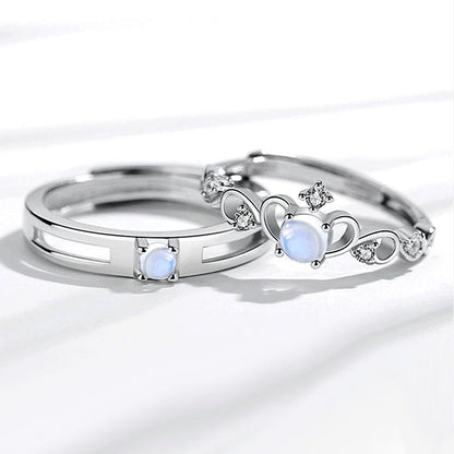 Crown Couple Engagement Rings Set for 2