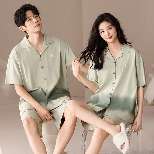 Soft Modal Couple Pajamas - Classic Short Sleeve Set