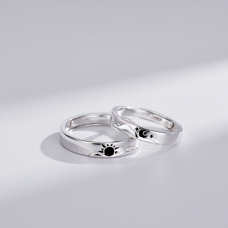 Engravable Sun and Moon Matching Rings for Couples