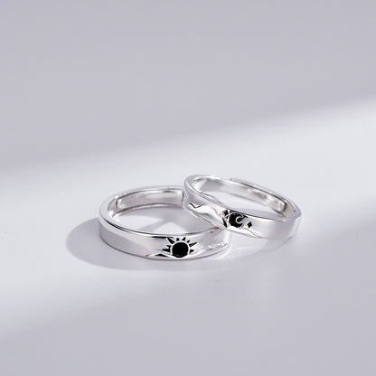 Engravable Sun and Moon Matching Rings for Couples