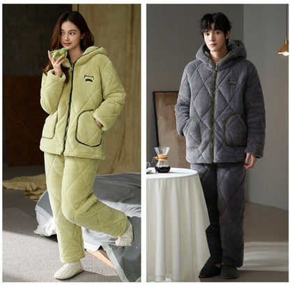 Thickened Poyester Winter Pajamas Set for Couples