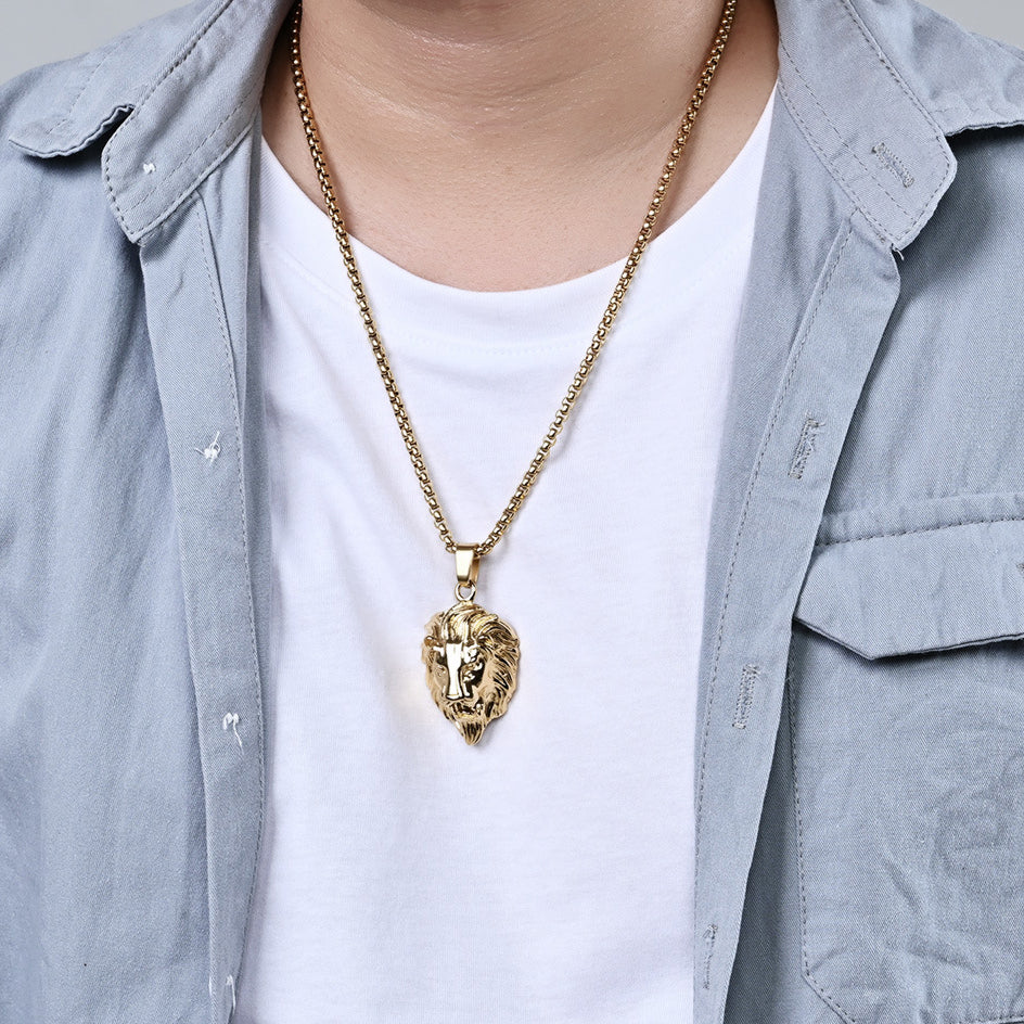 Loin Face Mens Thick Chain Necklace