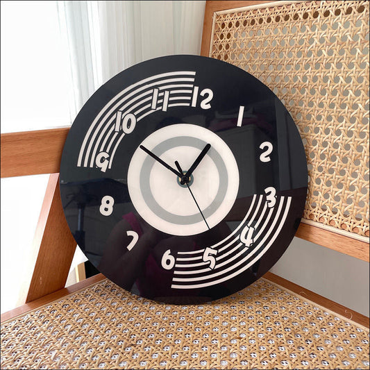 Silent Wall Clock – Black Retro Round, 30 cm