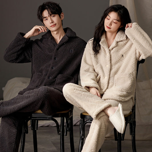 4-Piece Flannel Matching Winter Pajamas for Couples