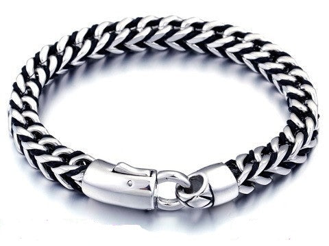 Personalized Braided Mens Bracelet with Gold Plating