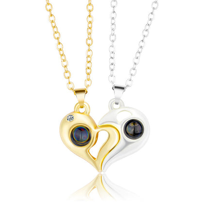 Engravable Light Projection Magnetic Hearts Couple Jewelry Gift