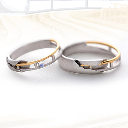 Engraved Couple Promise Rings Jewelry Gift (Adjustable Size)