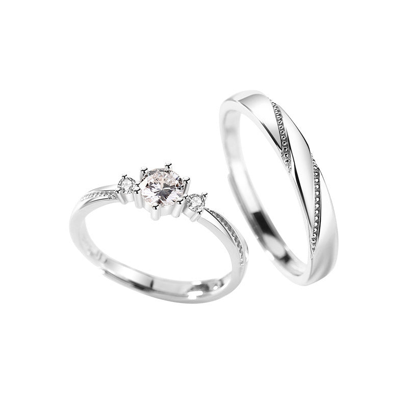 Engraved Sterling Silver Wedding Rings Set