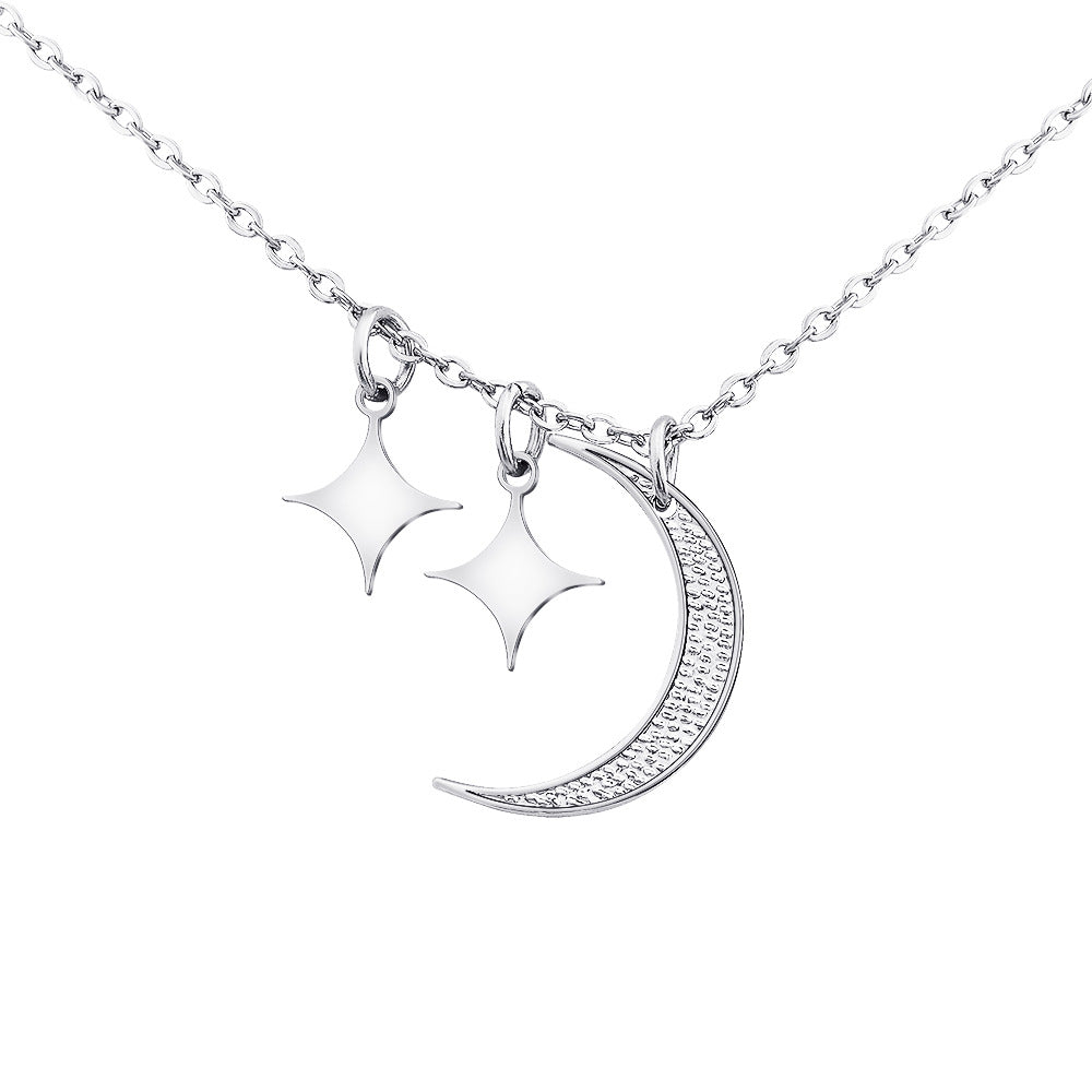 Engraved Stars Moon Women Necklace