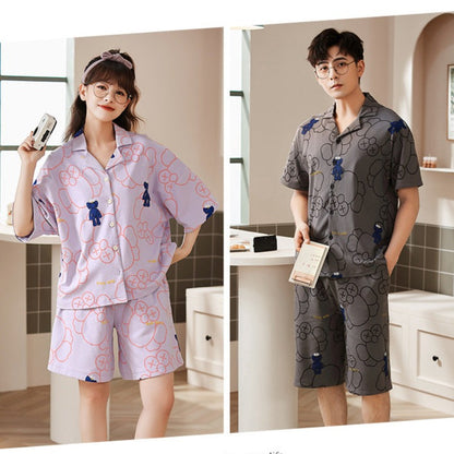 Short Sleeve Pajamas for Girlfriend Boyfriend 100% Cotton