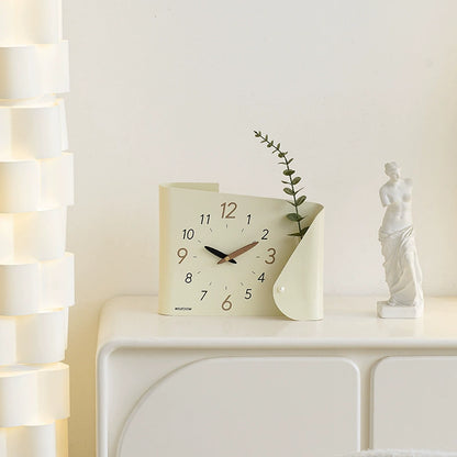 Modern Silent Desk Clock with Integrated Vase