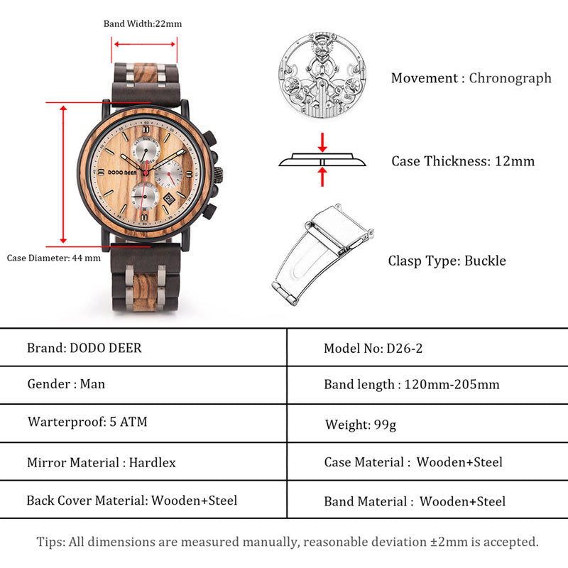 Matching Sandalwood Couple Chronograph Watch Set