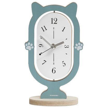 360° Rotating Silent Cat Table Clock