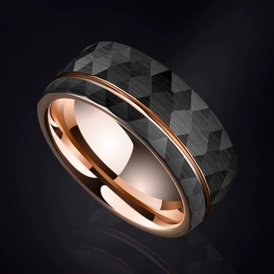 Engraved Guys Wedding Band 18K Gold Plated Tungsten