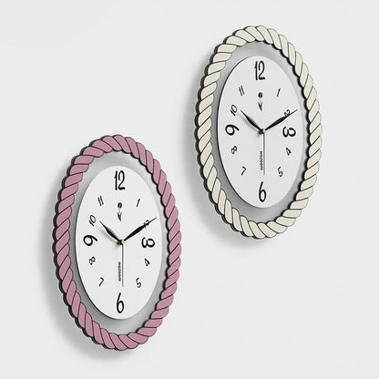 Oval Silent Wall Clock – Rope Frame (Non-Ticking)