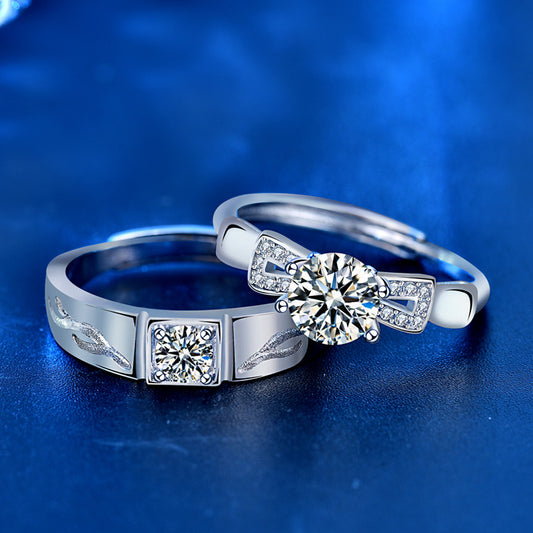 1.5 Carats Moissanite Couple Rings Set for 2