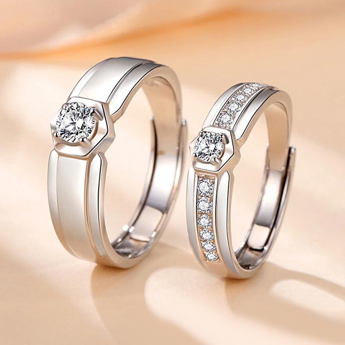 Custom Engagement Moissanite Diamond Rings Set