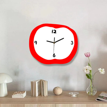 Odd Apple Shaped Silent Wall Décor Clock – Playful & Whimsical Design