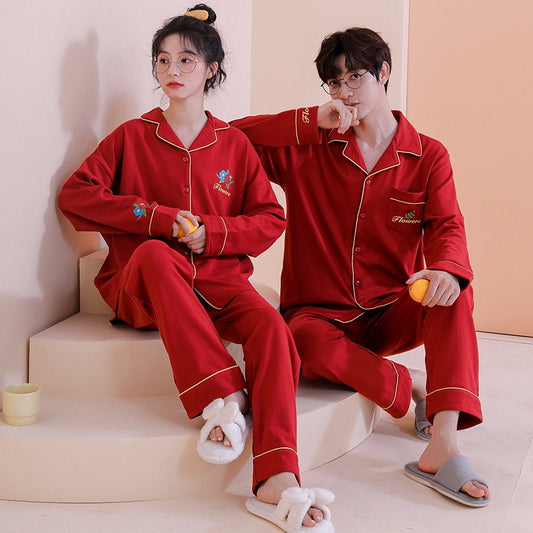 Matching Wedding Sleepwear for Couples Red 100% Cotton