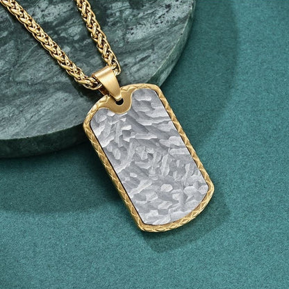 Engraved Hammered Army Pendant Mens Necklace