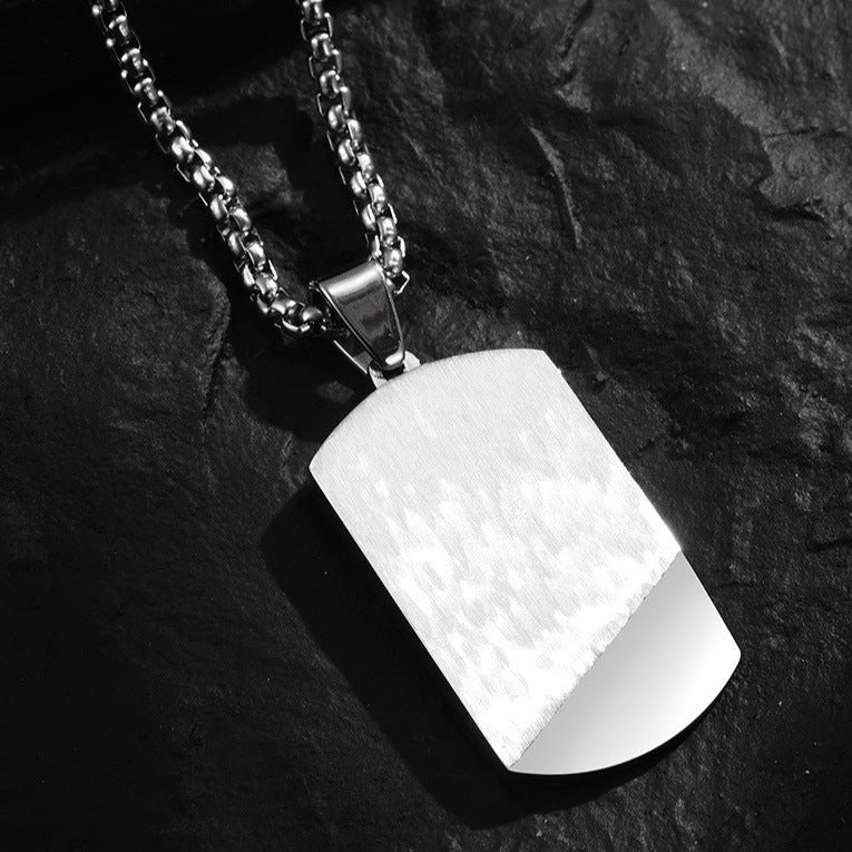 Engraved thick Chain Army Pendant Mens Necklace