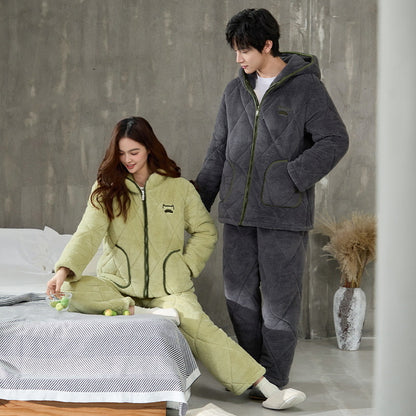 Thickened Poyester Winter Pajamas Set for Couples