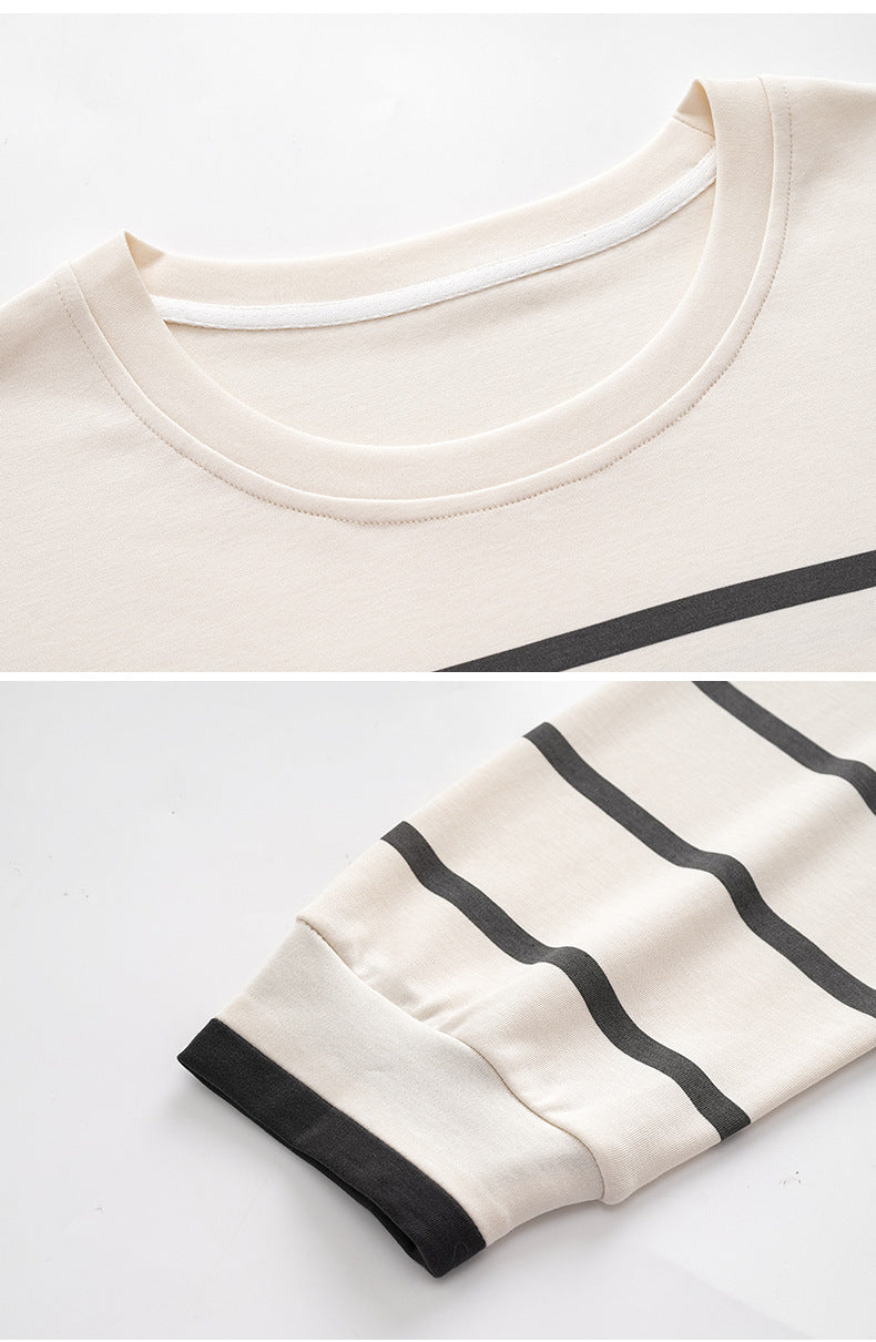 Matching Couple Pajamas Set – 100% Cotton Minimalist Striped Loungewear