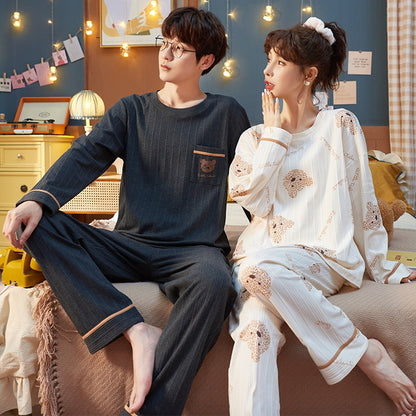 Bear Design Pajamas Set for Couples 100% Cotton