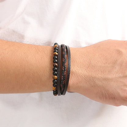 Obsidian Beaded Mens Fashion Bracelet 21cm